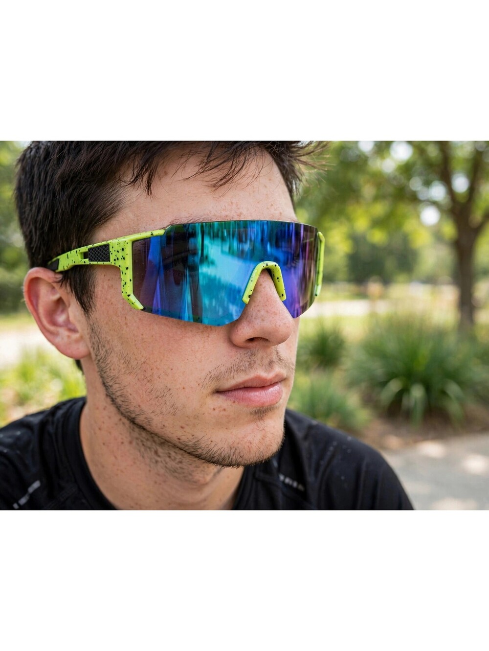 Green Splatter Pattern Cycling Sunglasses(Blue)